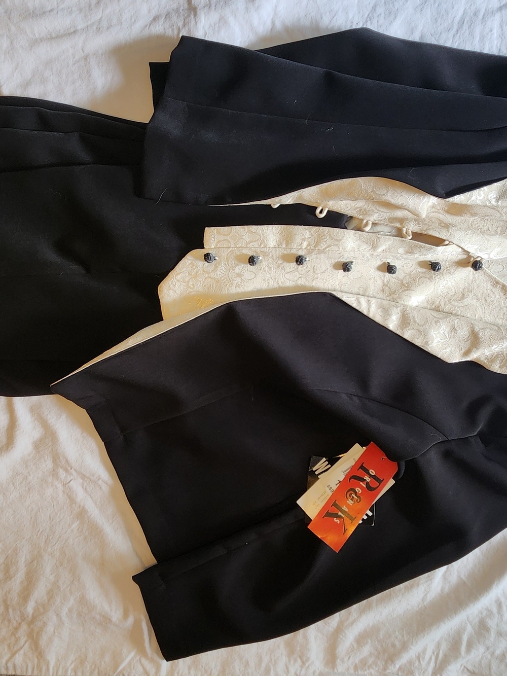 R&K Black Jacket with Ivory Brocade Vest
